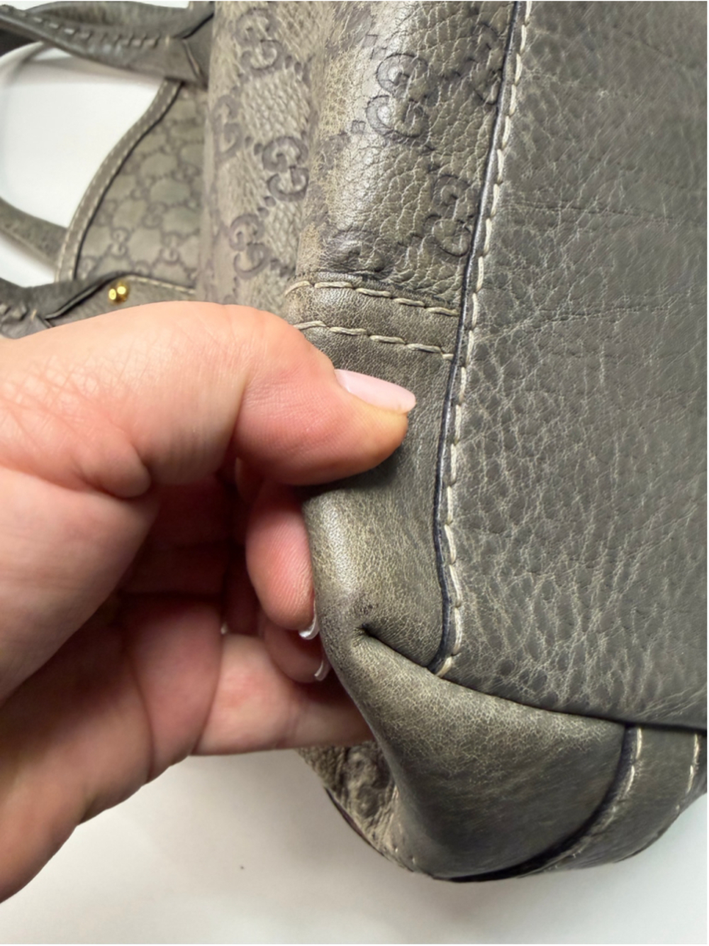 Women's Gucci GG Guccissima Leather Tote Bag, One Size, Grey and Gold - Picture 11 of 16